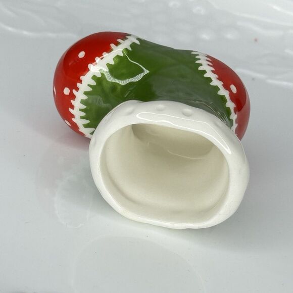 Nora Fleming Retired Mini Christmas Stocking Toothpick Holder Embossed Quilt EUC - Picture 6 of 7